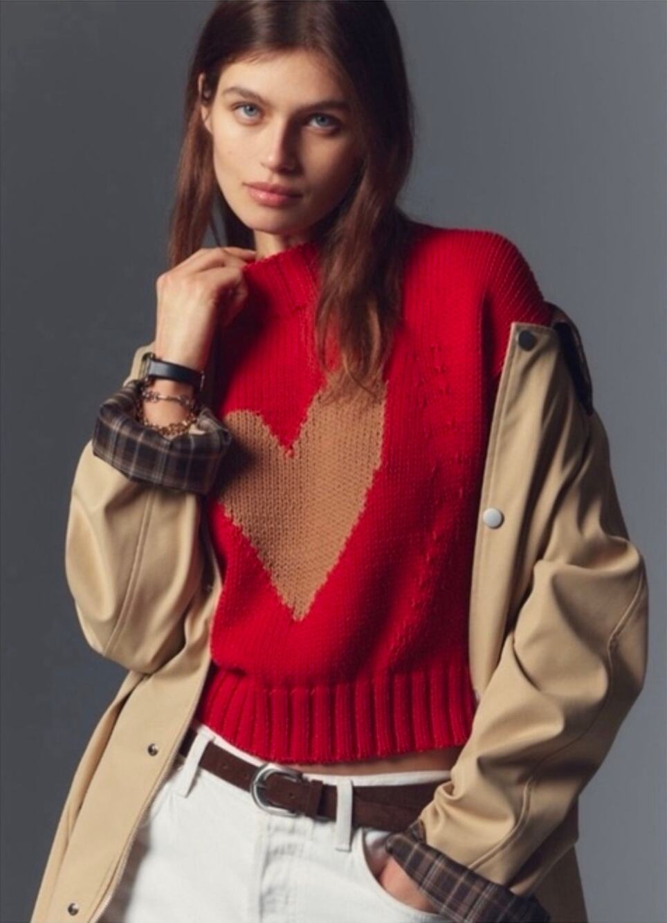 NWT Maeve x Anthropologie The Pippa Mock-Neck Heart Sweater. Size L. Ret. $98